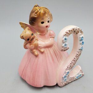 Year 2 Josef Originals Second Birthday Girl Angel Figurine Teddy Bear Pink 3"